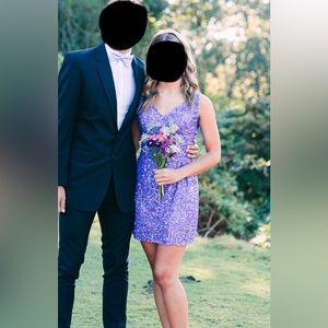 Amarra Purple Sequin Short Dress